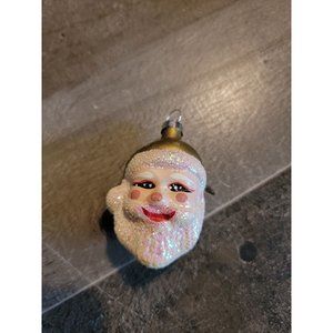 Blown glass glitter santa smile ornament xmas